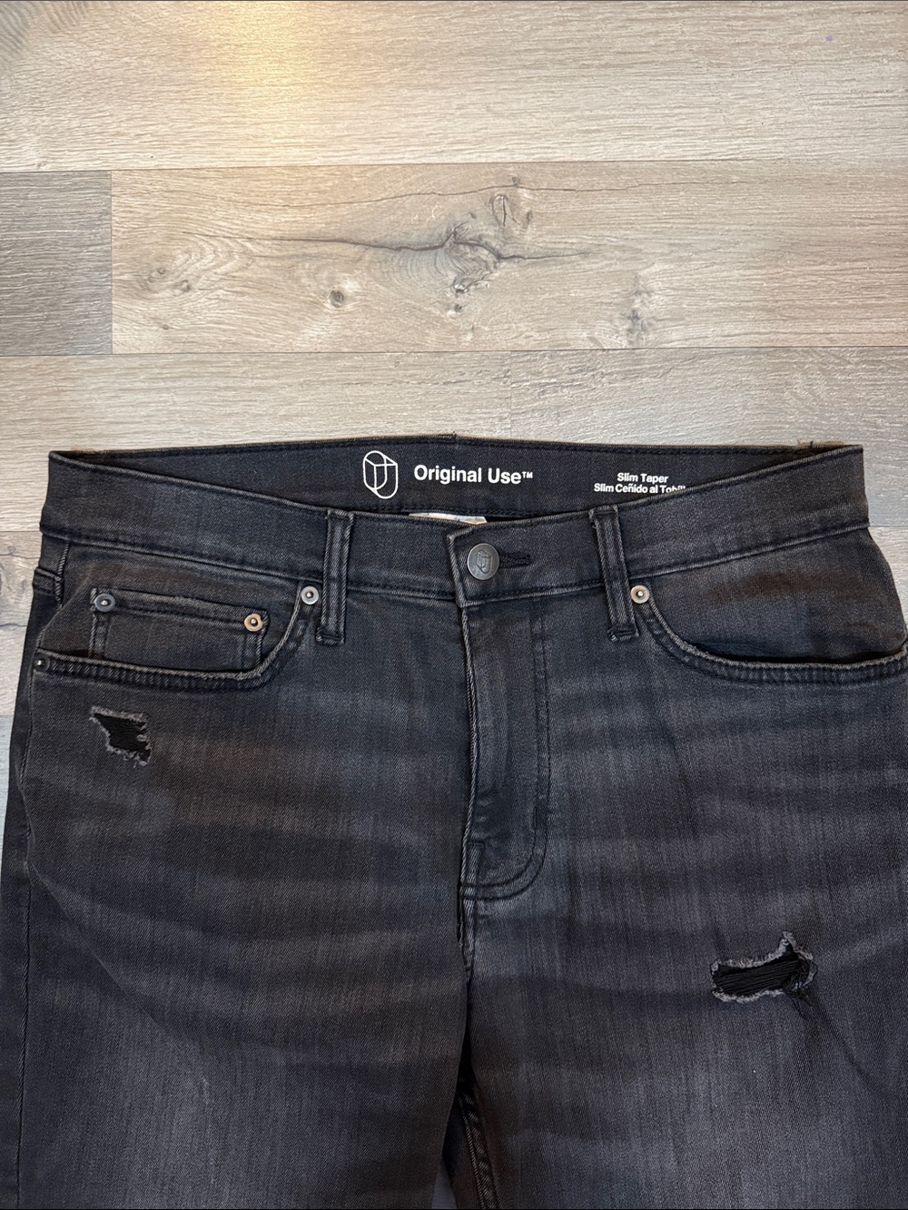 Original Use Black Skinny Men's Jeans with Faded Detailing